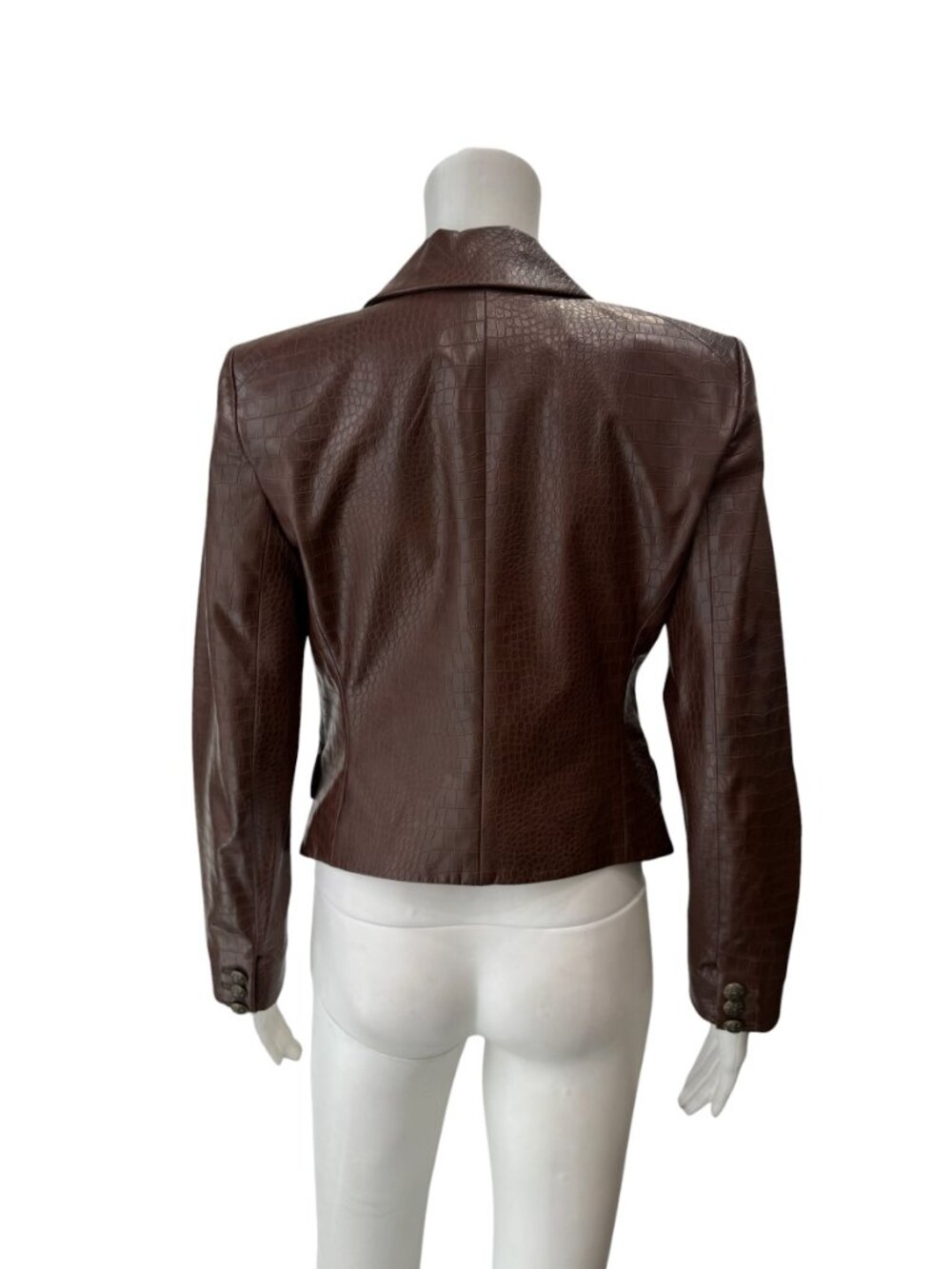 $598 Veronica Beard Brown Cooke Oneta Faux Croc Leather Blazer Jacket size 2 - Picture 6 of 10